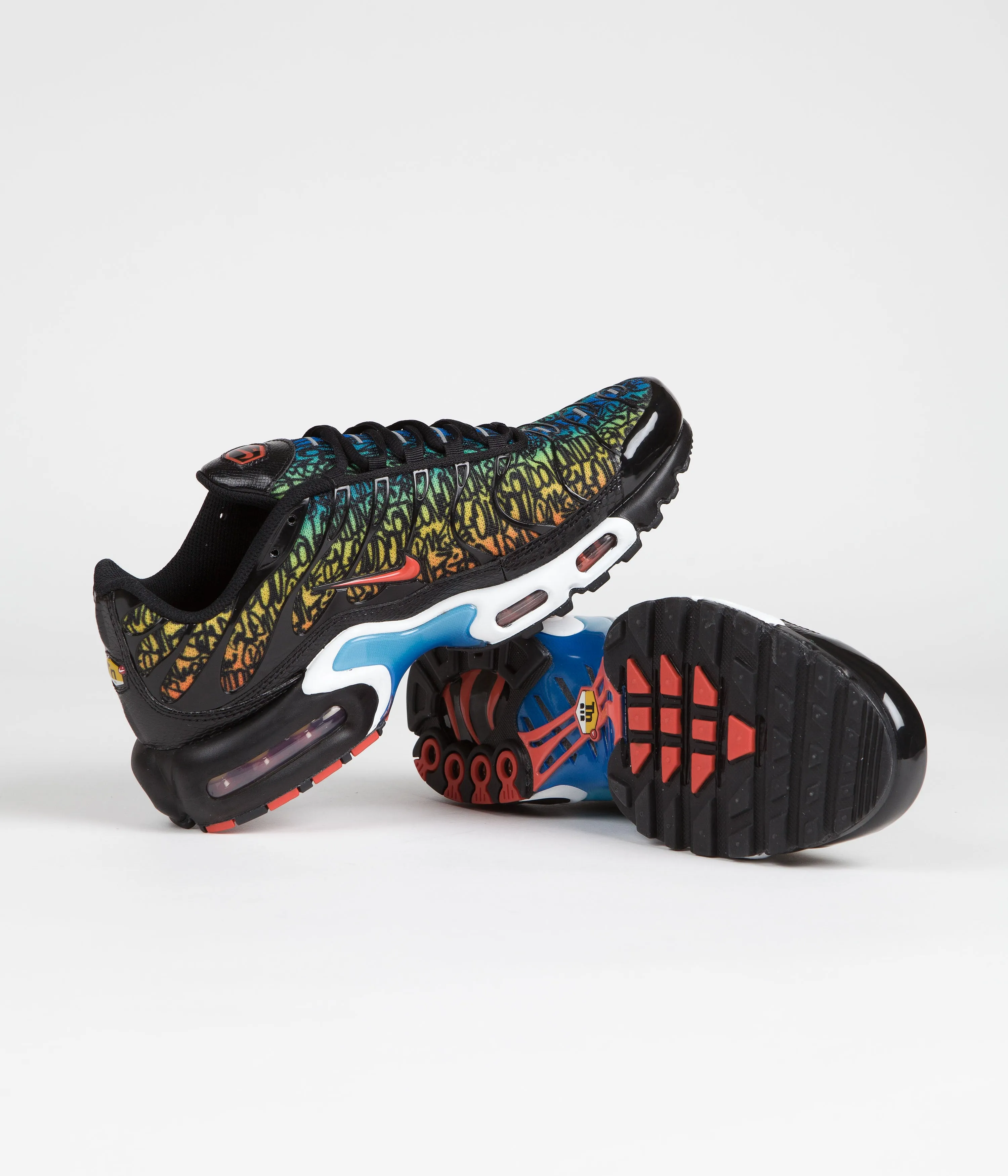 Nike Air Max Plus Shoes - Black / Team Orange - Photo Blue - Tour Yellow