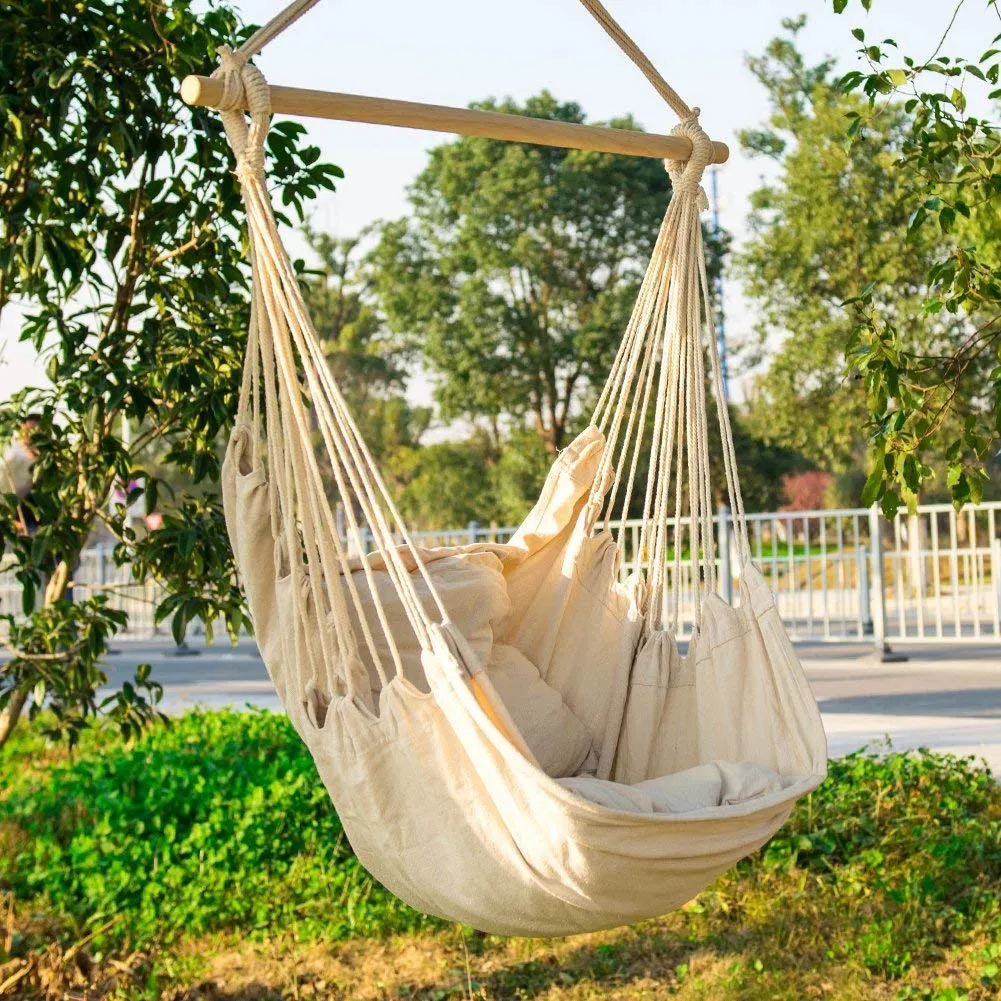 Off White Hanging Rope Hammock Chair - Lelly Q