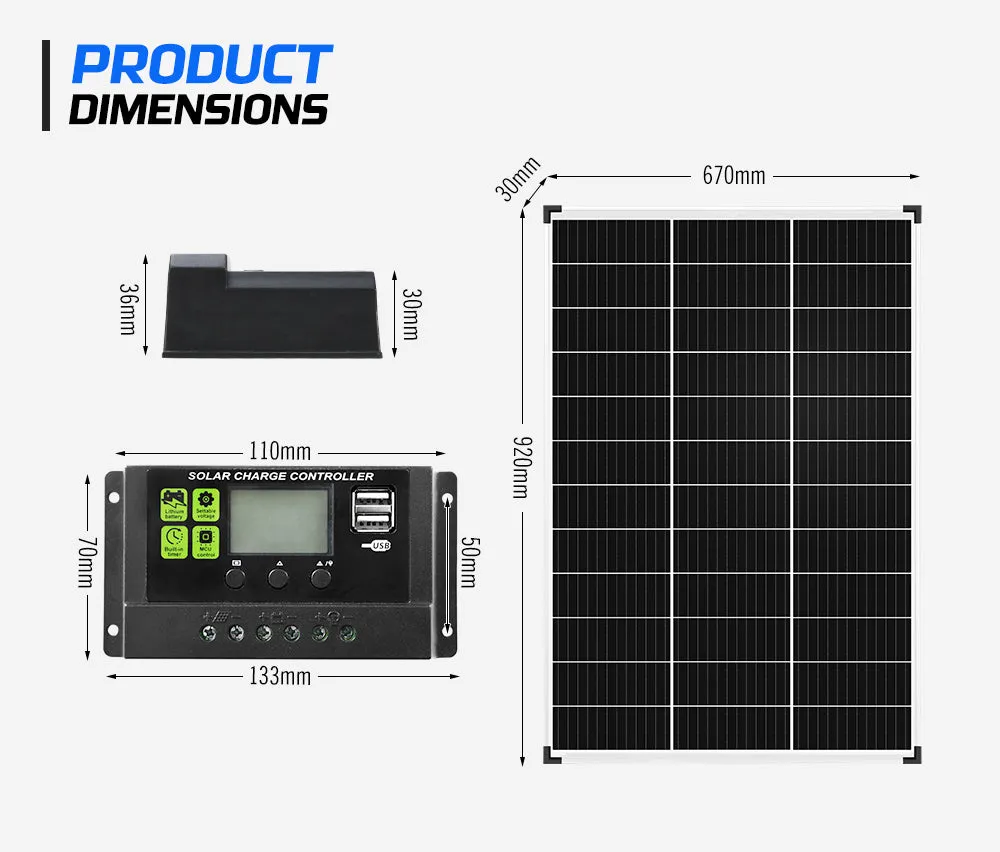 Pair 12V 130W Solar Panel Kit Mono Generator Caravan Battery Charging 130watt