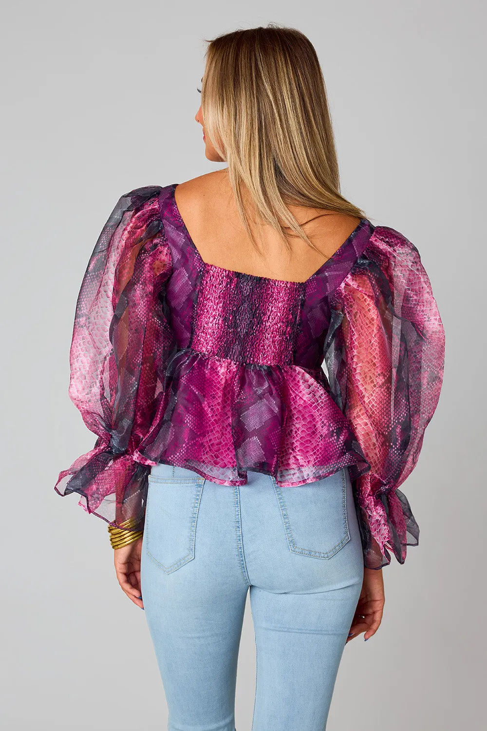 Pammie Puff Sleeve Peplum Top - Jafaar