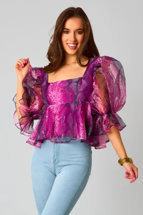 Pammie Puff Sleeve Peplum Top - Jafaar