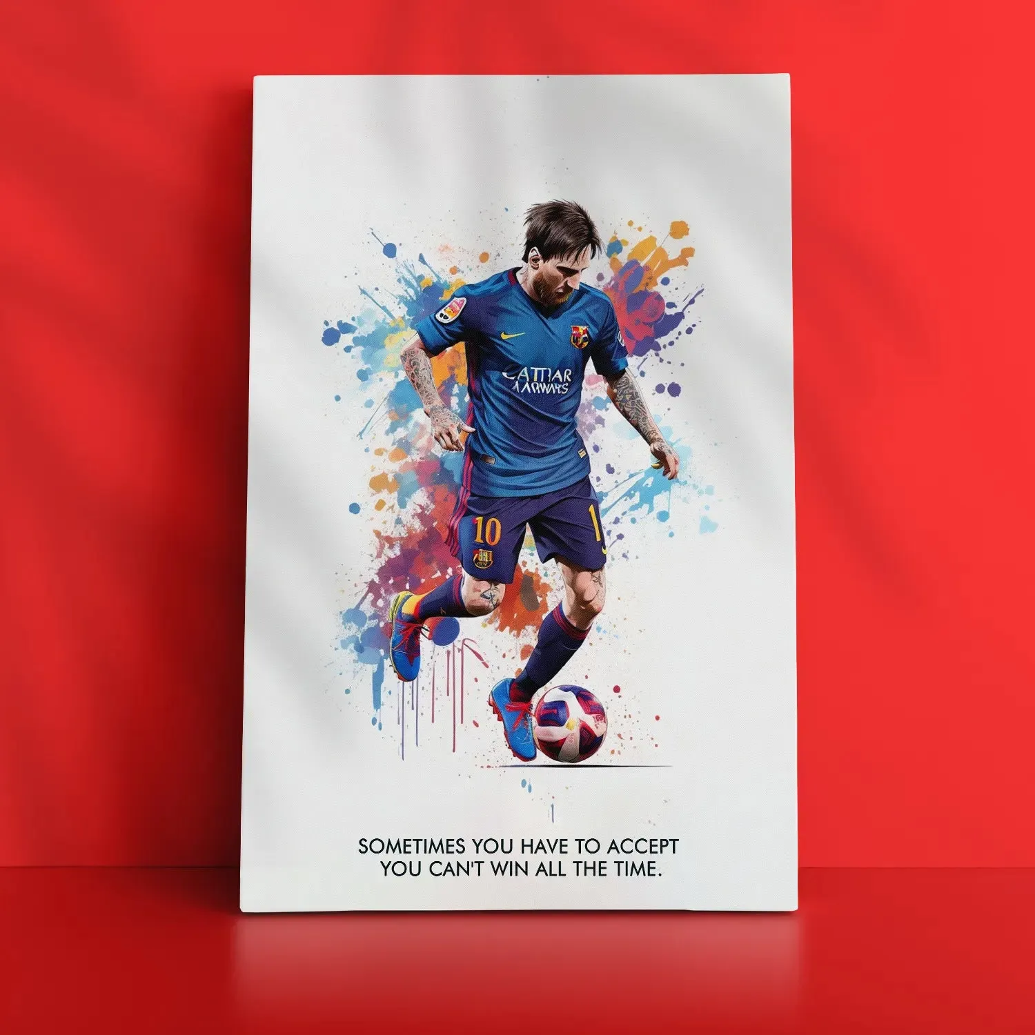 Playing Messi Colour Artwork With Quote