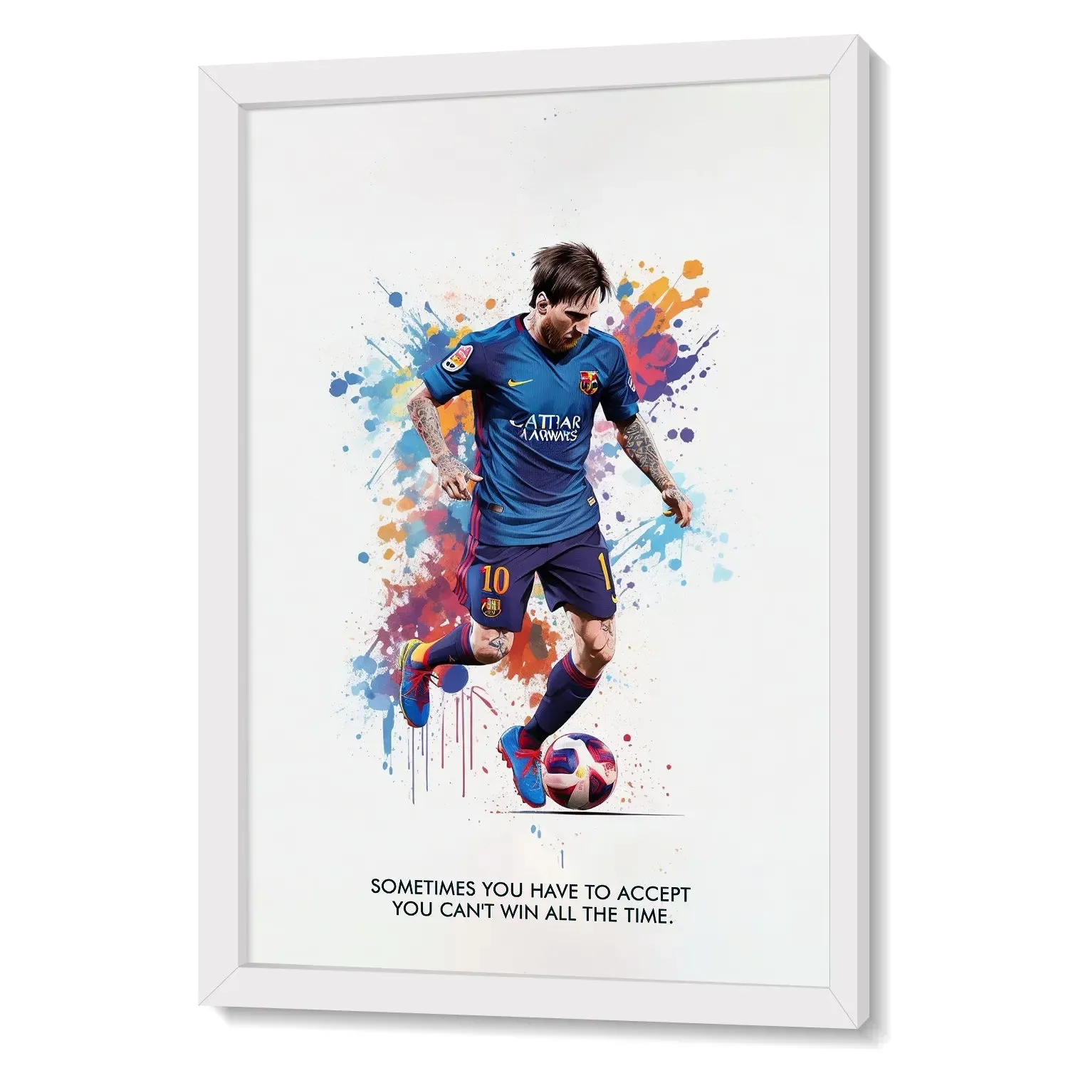 Playing Messi Colour Artwork With Quote