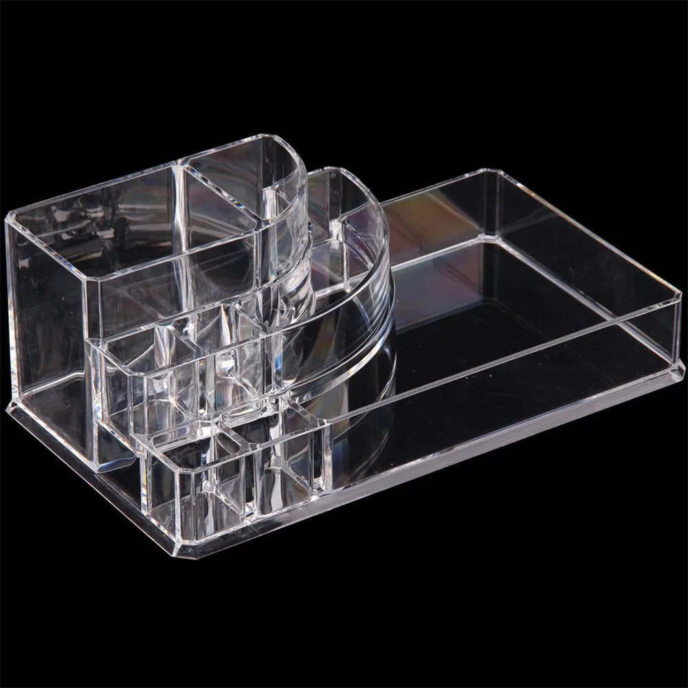 RONSHIN 2pcs/set Plastic Cosmetic Box Makeup Case 6-drawer Transparent