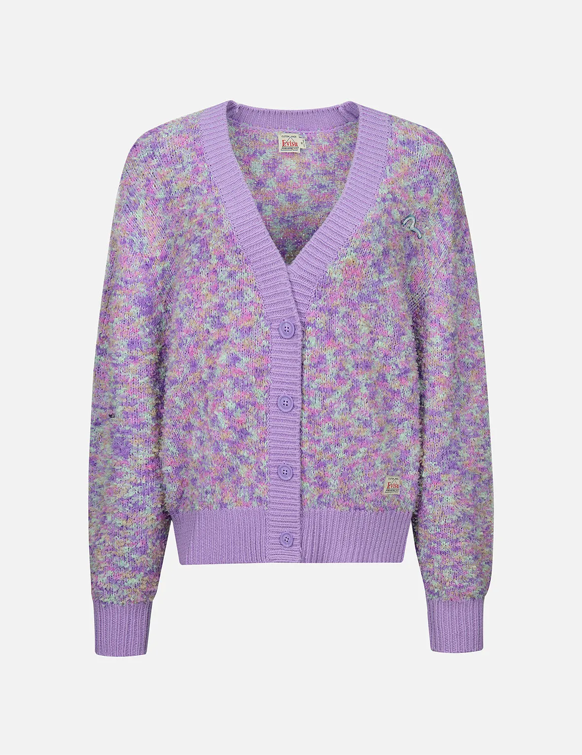 Seagull Embroidery Multi-color Cropped Cardigan