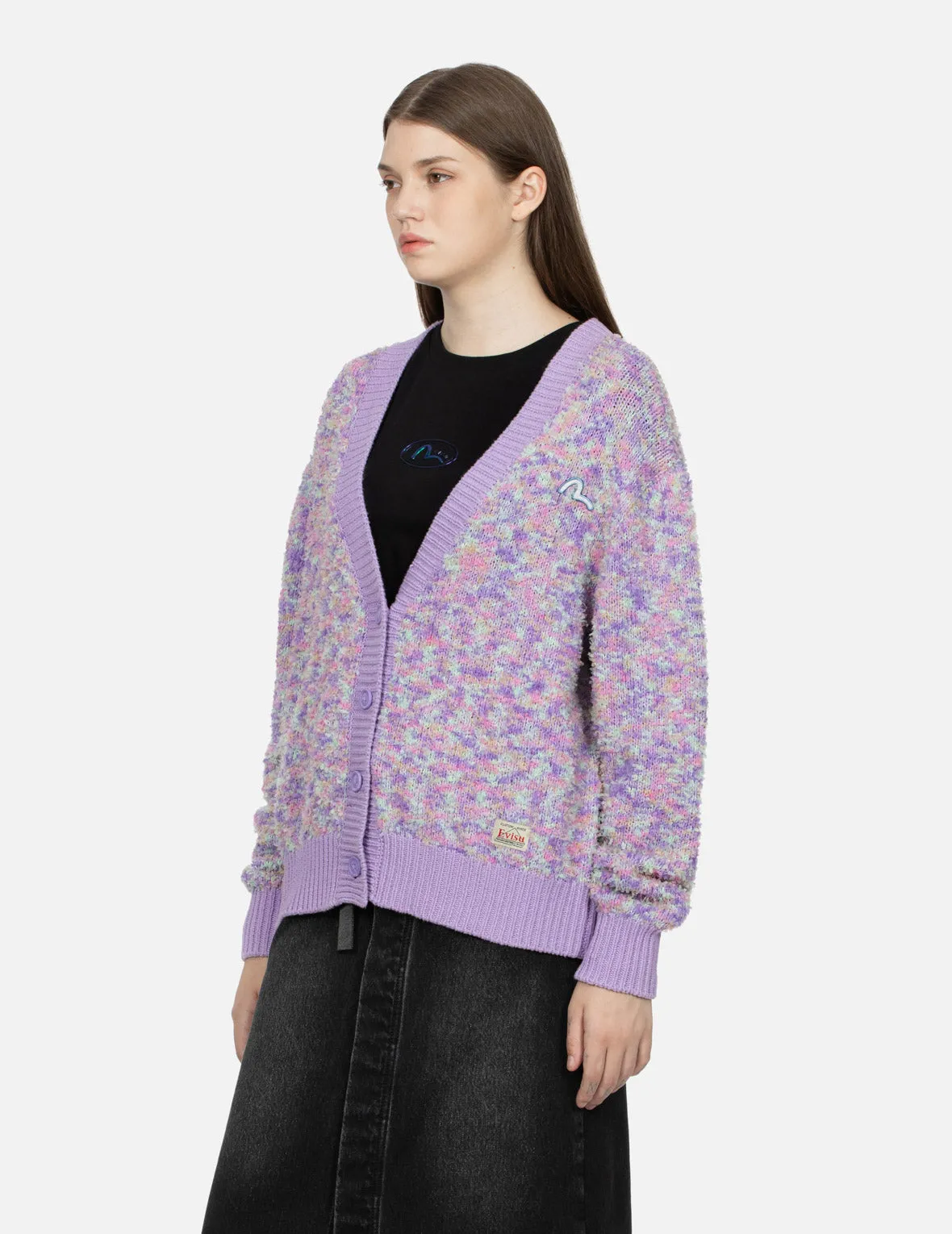 Seagull Embroidery Multi-color Cropped Cardigan