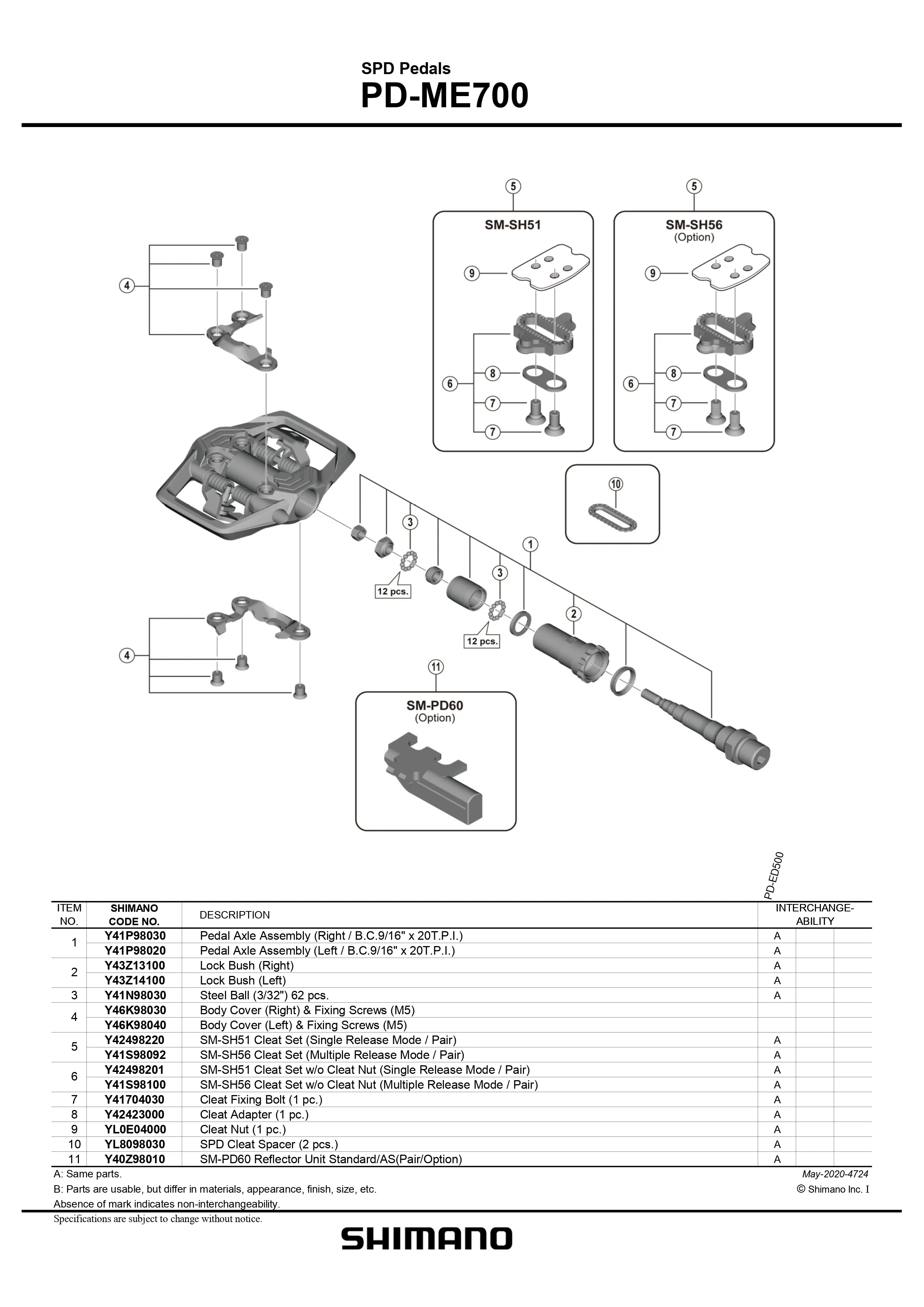 SHIMANO PD-ME700 SPD Trail Pedals