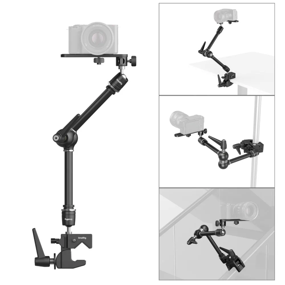 SmallRig 20.6-Inch Aluminum Magic Arm & Super Clamp Kit with Ball Head & 1/4"-20 & 3/8"-16 Top Screw for Cameras, Field Monitors, Video Lights, Microphones, Light Stands, Tripods, Desktop & Mounting Tubes & Rails | 4862 4861