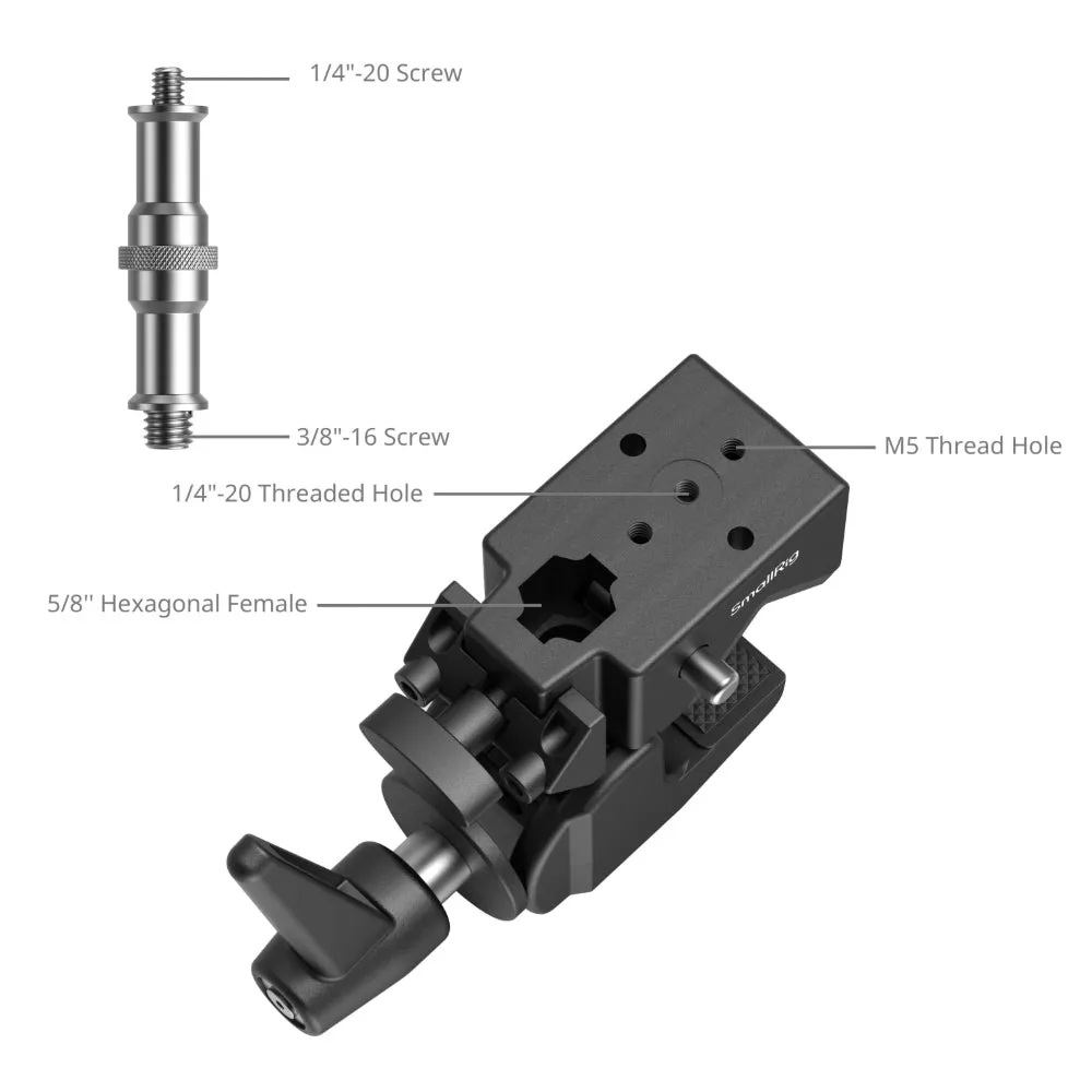 SmallRig 20.6-Inch Aluminum Magic Arm & Super Clamp Kit with Ball Head & 1/4"-20 & 3/8"-16 Top Screw for Cameras, Field Monitors, Video Lights, Microphones, Light Stands, Tripods, Desktop & Mounting Tubes & Rails | 4862 4861