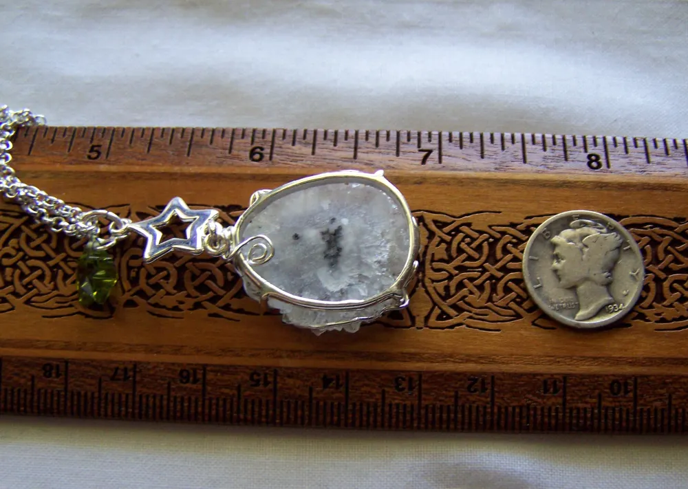 Solar Quartz Stalactite Slice Sterling Silver Pendant