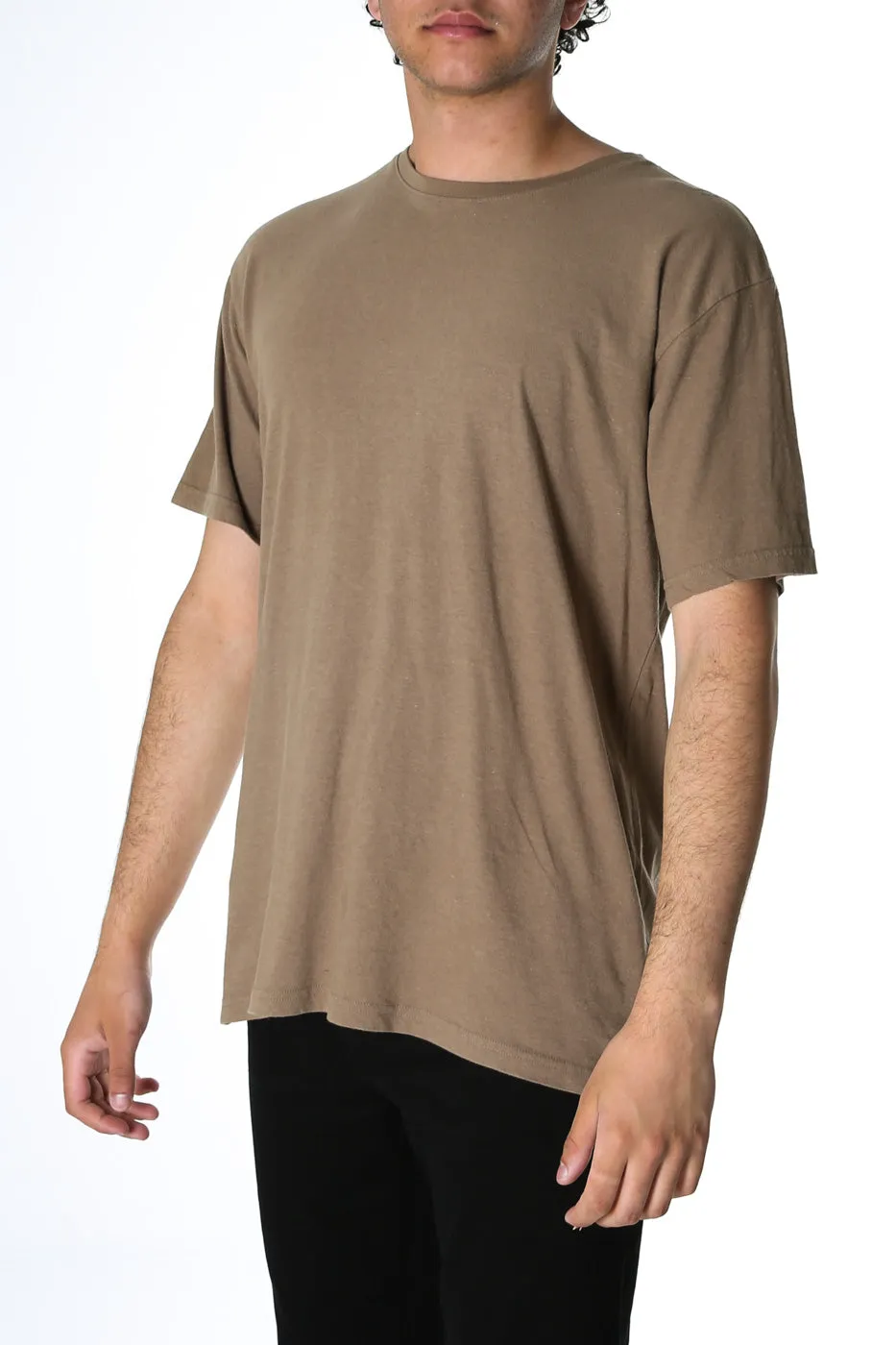 Standard Fit Linen Tee Brown