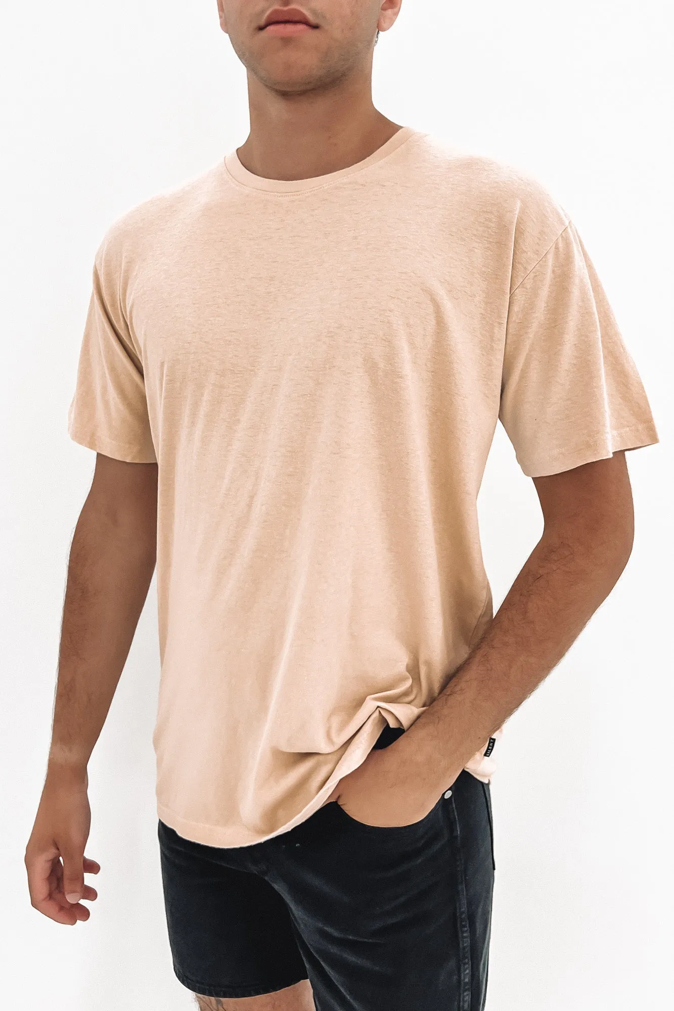 Standard Fit Linen Tee Tan