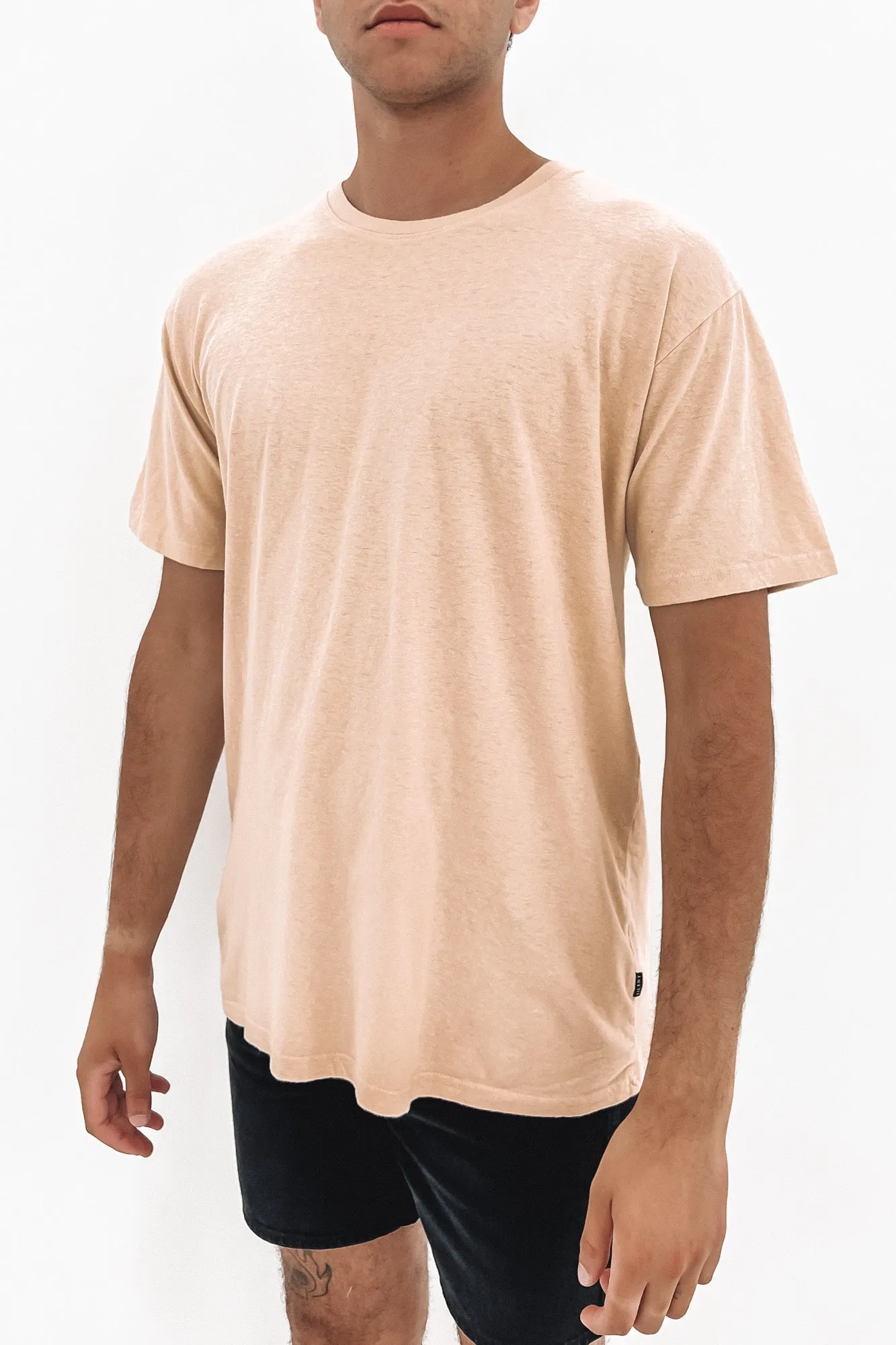 Standard Fit Linen Tee Tan