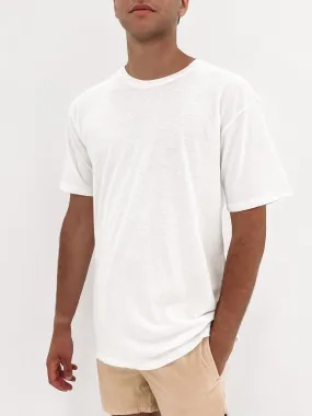 Standard Fit Linen Tee White