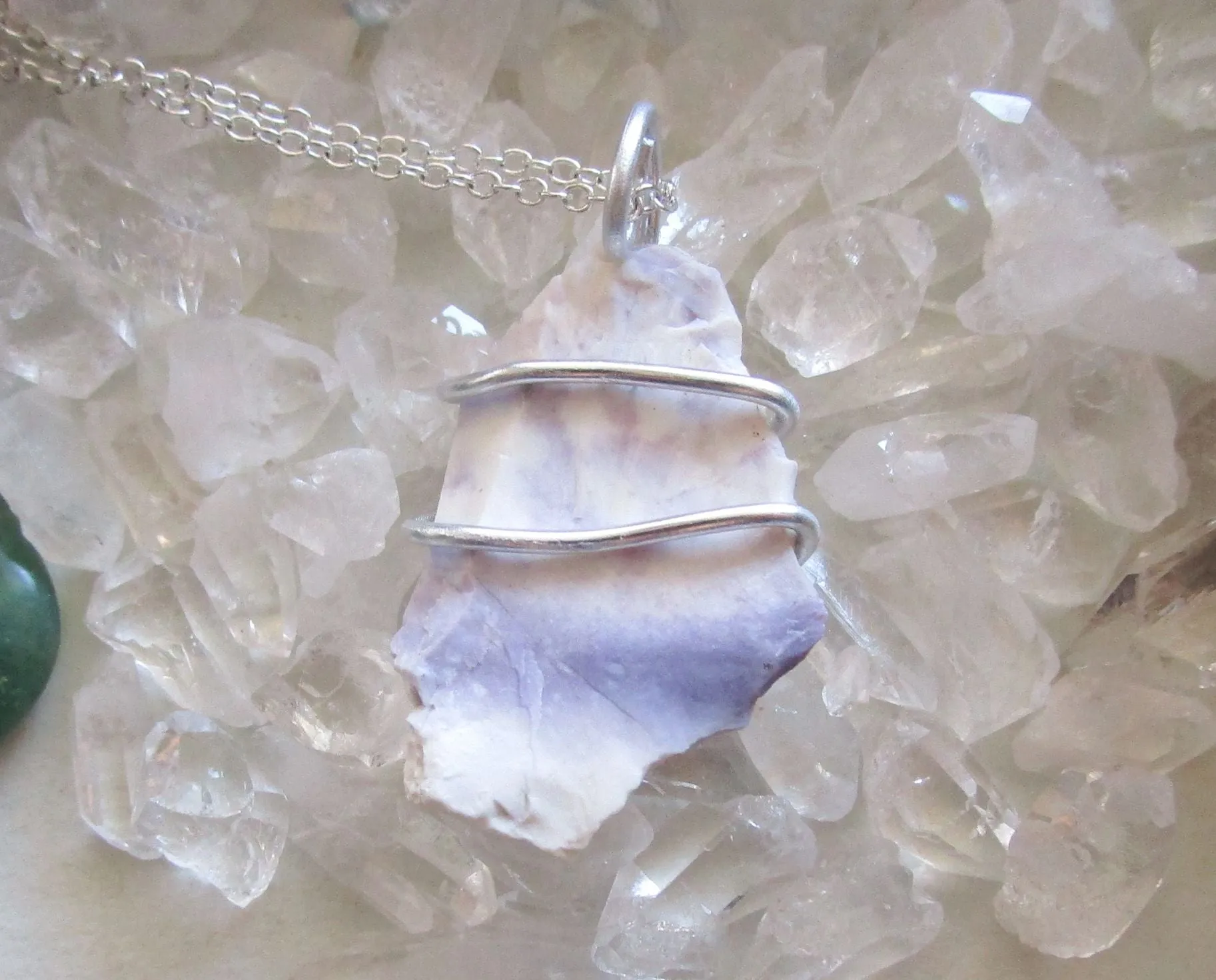 Tiffany Stone Natural Violet Opal Fluorite Pendant Necklace