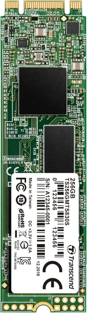 Transcend MTS830S 256 GB M.2 2280 SATA III 6 Gb/s Internal Solid State Drive (SSD) 3D TLC NAND with DRAM Cache (TS256GMTS830S)