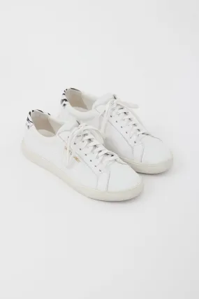 White Leather Printed Low Sneaker