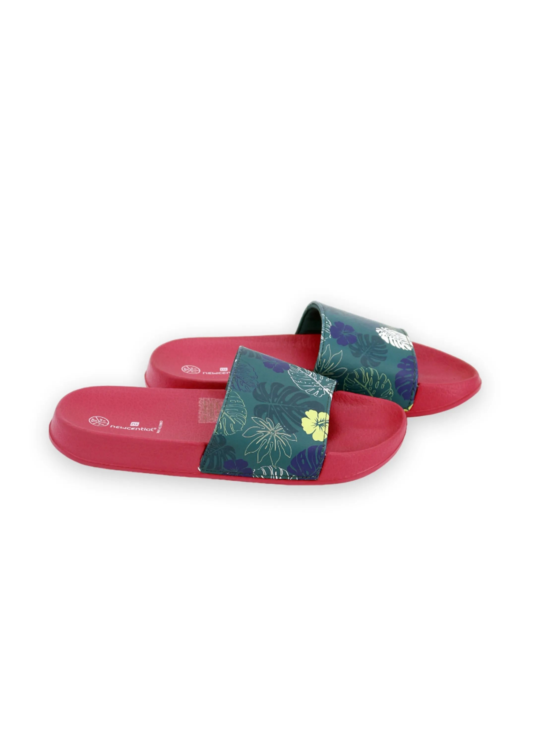 Women's Floral Printed Slippers,Green/Pink