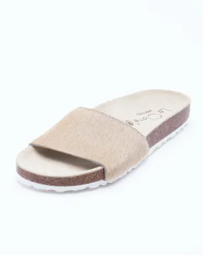 Women's Iris Slide Sandal Beige Pony Hair