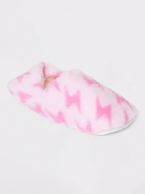 Women's Printed Faux Fur Slippers,Pink